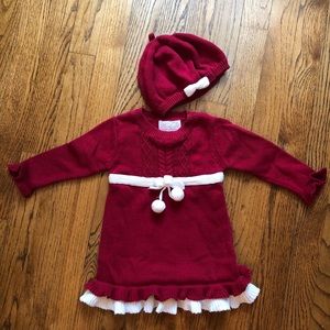 Baby sweater dress and matching beret